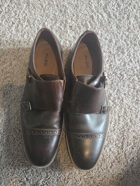 Aldo Men's Double Monk Strap Oxfords in Dark Brown Leather